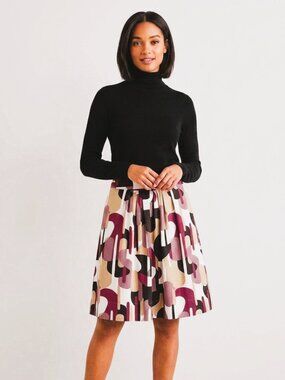 Mexx Purple and Tan Viscose Patterned Skirt
